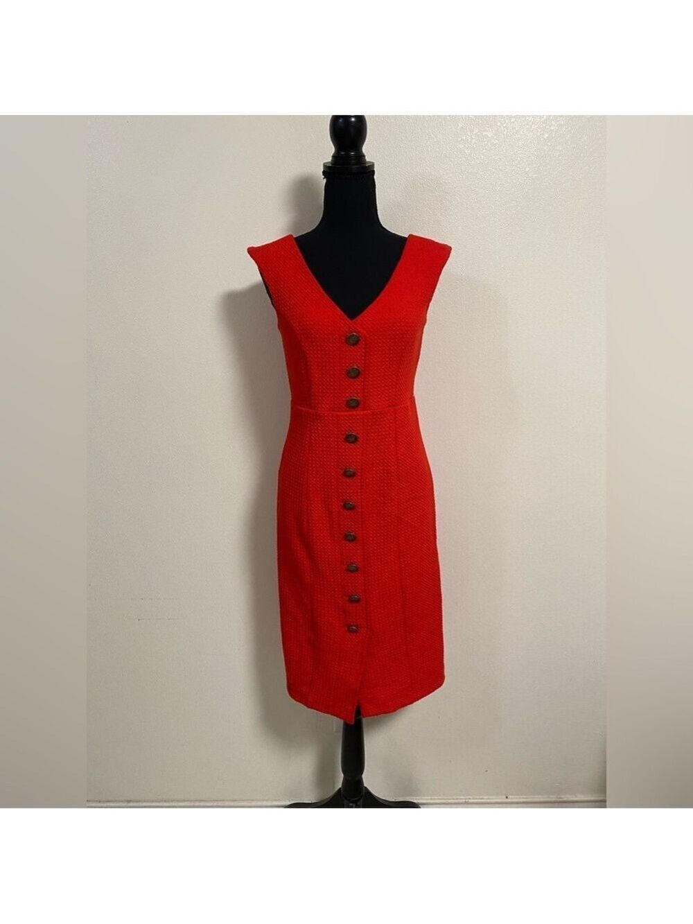 Maeve Dress Women’s Size Small Red Sleeveless Textured Midi Dress Lined